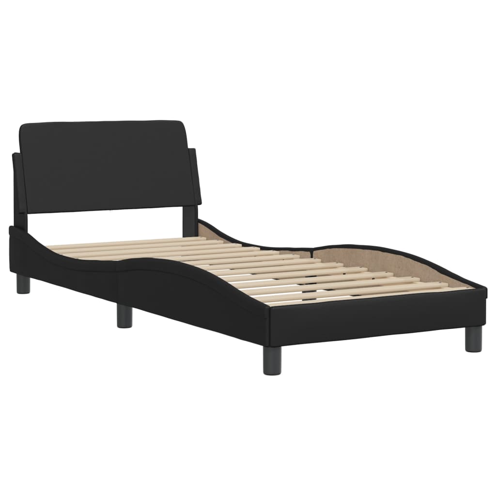 vidaXL Рамка за легло с табла, черна,90x190 см изкуствена кожа