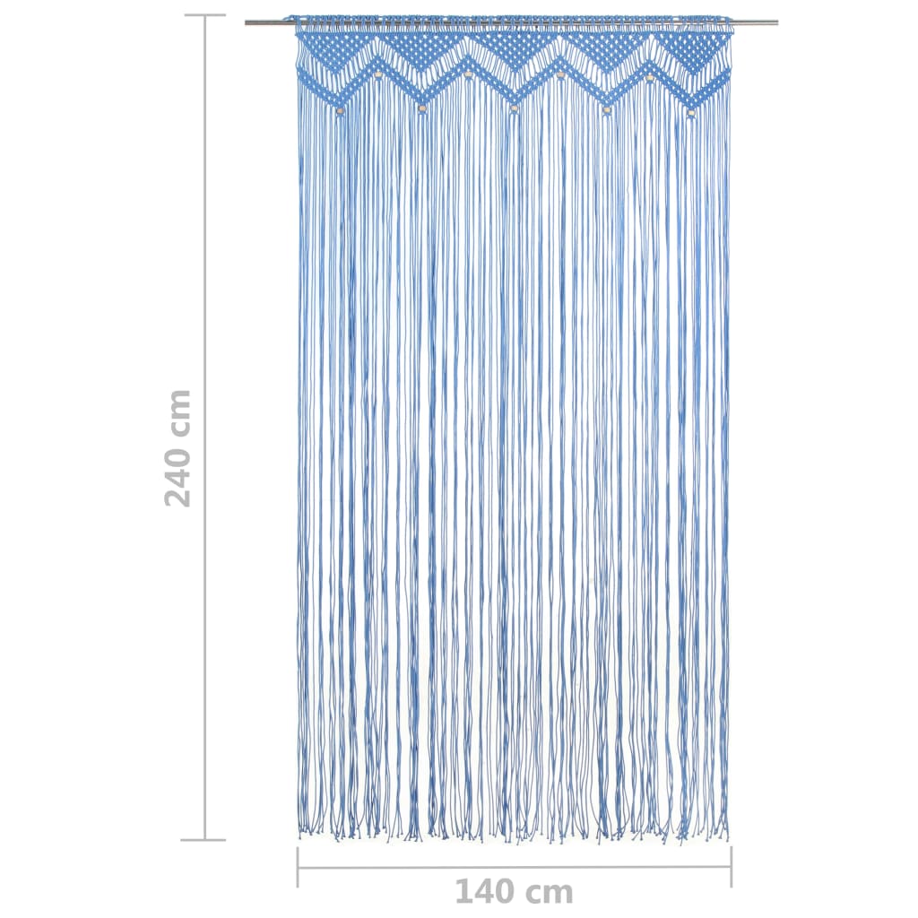 vidaXL Завеса макраме, синя, 140x240 см, памук