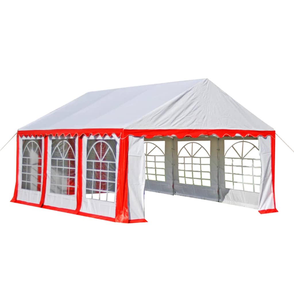 vidaXL Градинска шатра, PVC, 4x6 м, червено и бяло