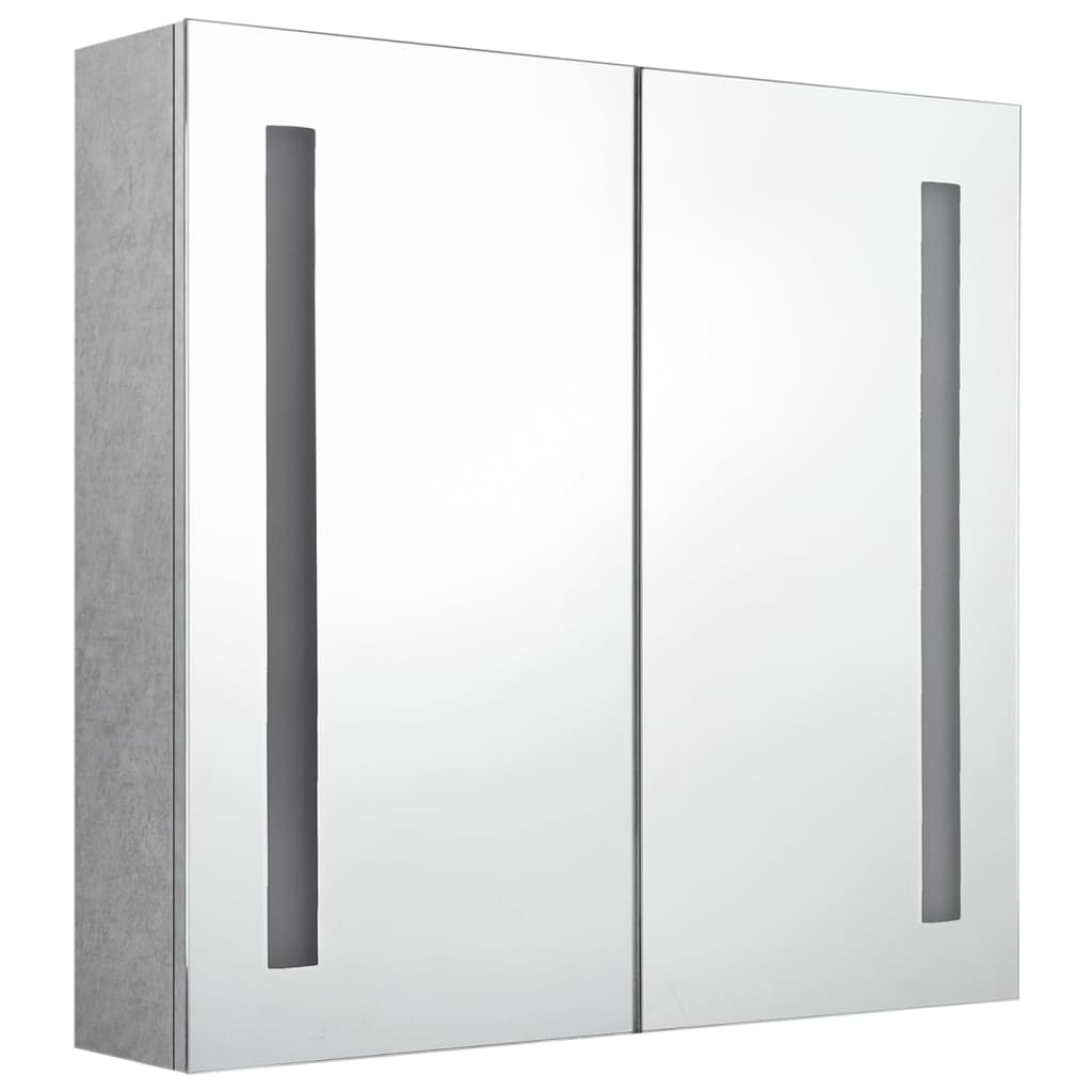 vidaXL LED шкаф с огледало за баня, бетонно сив, 62x14x60 см