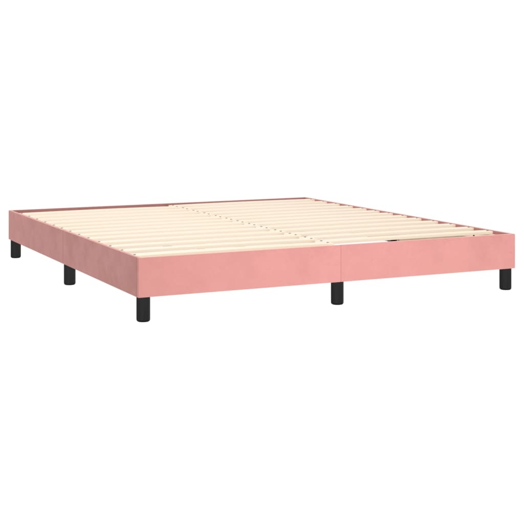 vidaXL Боксспринг легло с матрак, розово, 160x200 см, кадифе