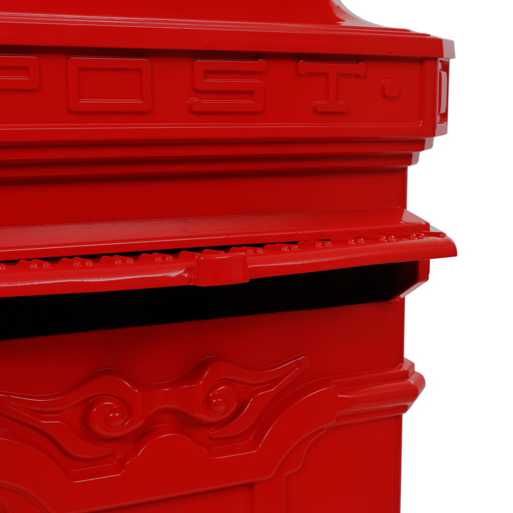 vidaXL Алуминиева пощенска кутия стълб винтидж стил неръждаема червена