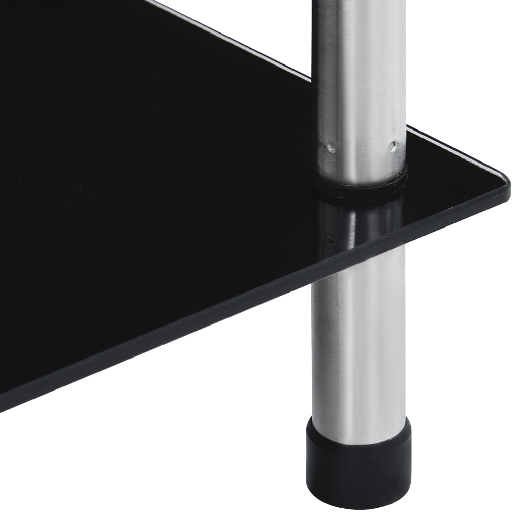 vidaXL Етажерка с 6 рафта, черна, 40x40x160 см, закалено стъкло