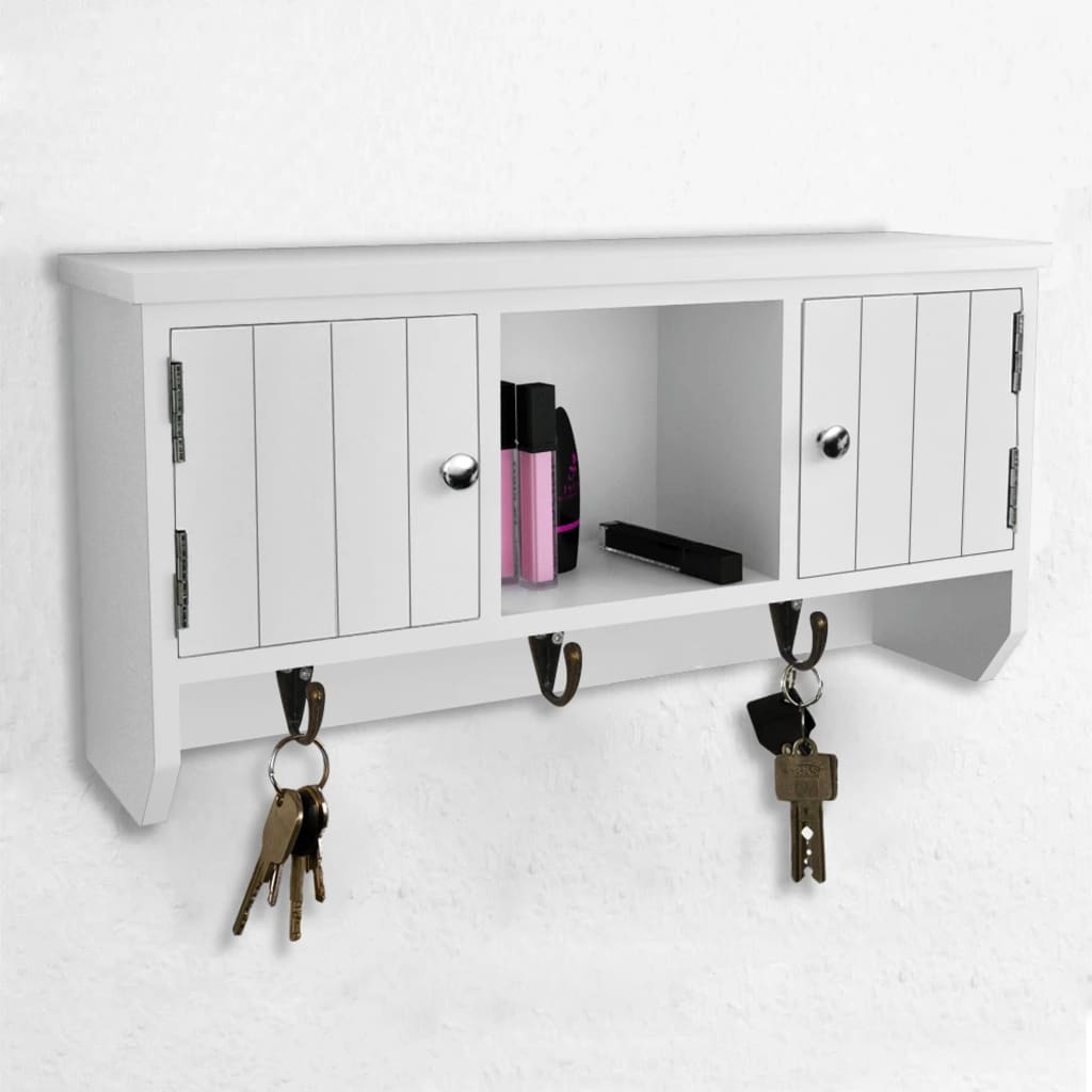 vidaXL Стенен шкаф за ключове и бижута с врати и куки