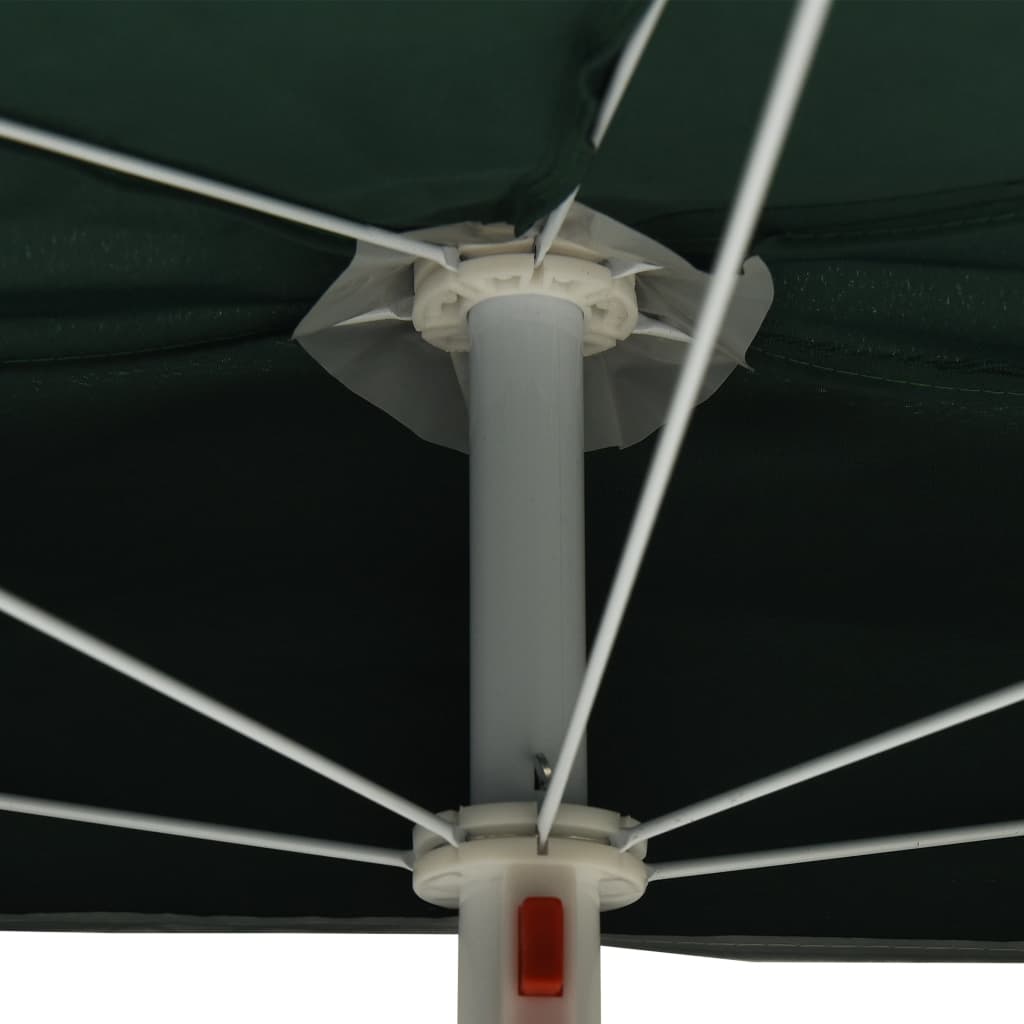 vidaXL Градински полукръгъл чадър с прът 180x90 см зелен