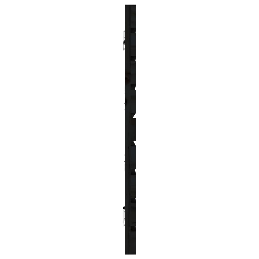vidaXL Стенна табла за спалня, черна, 206x3x63 см, борово дърво масив