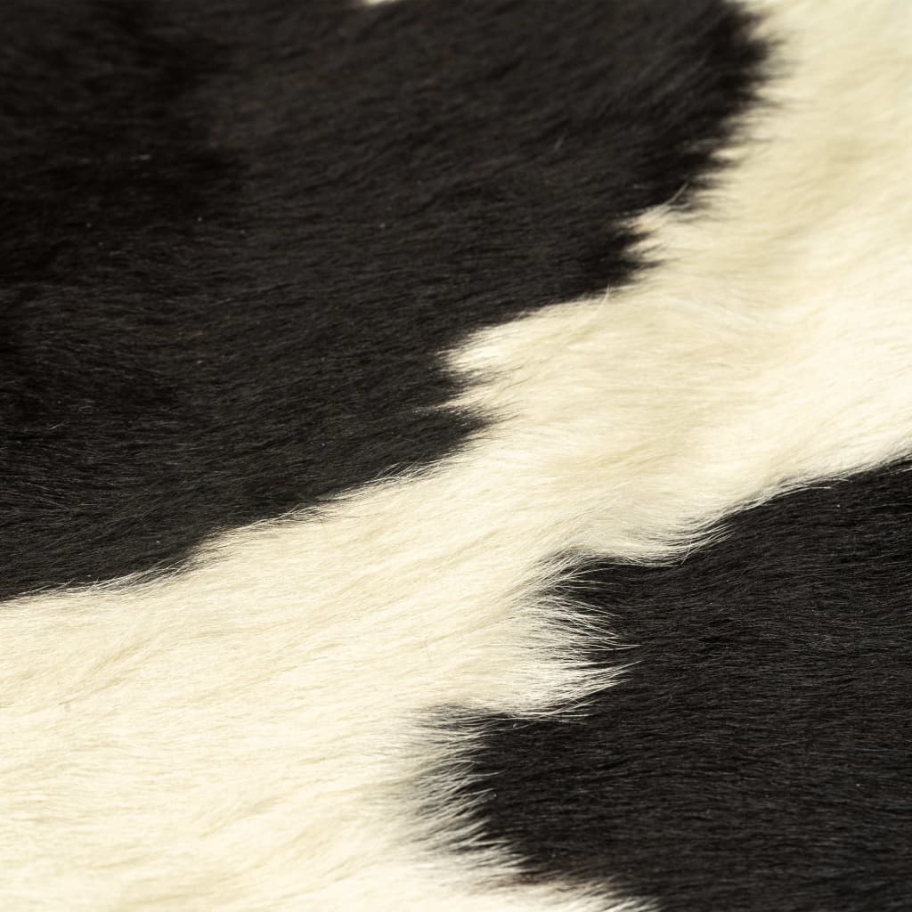 vidaXL Килим, естествена телешка кожа, черно и бяло, 180x220 см
