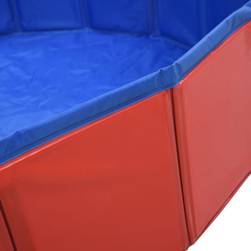 vidaXL Сгъваем басейн за кучета, червен, 80x20 см, PVC
