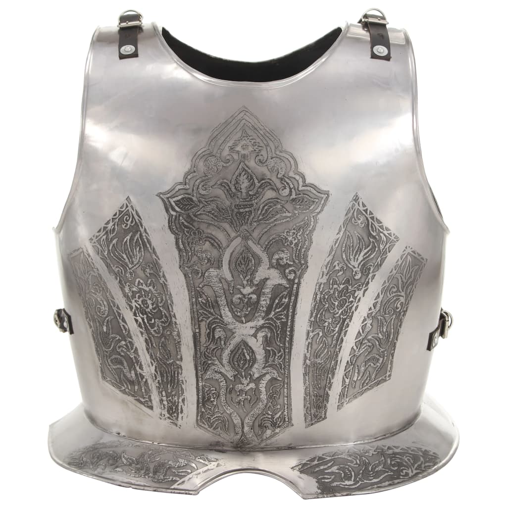 vidaXL Средновековна рицарска бронежилетка реплика ЛАРП сребро стомана
