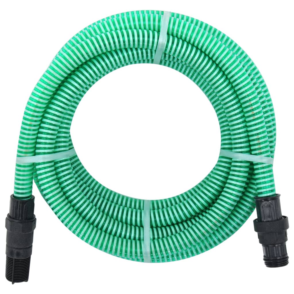 vidaXL Смукателен маркуч с PVC конектори зелен 1" 7 м PVC