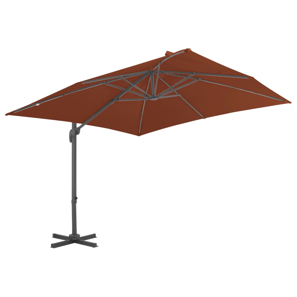 vidaXL Градински чадър чупещо рамо алуминиев прът теракота 400x300 см