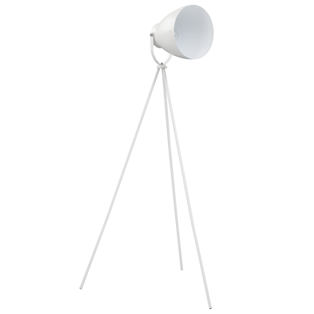 vidaXL Наземна лампа с трипод, метал, бяла, Е27