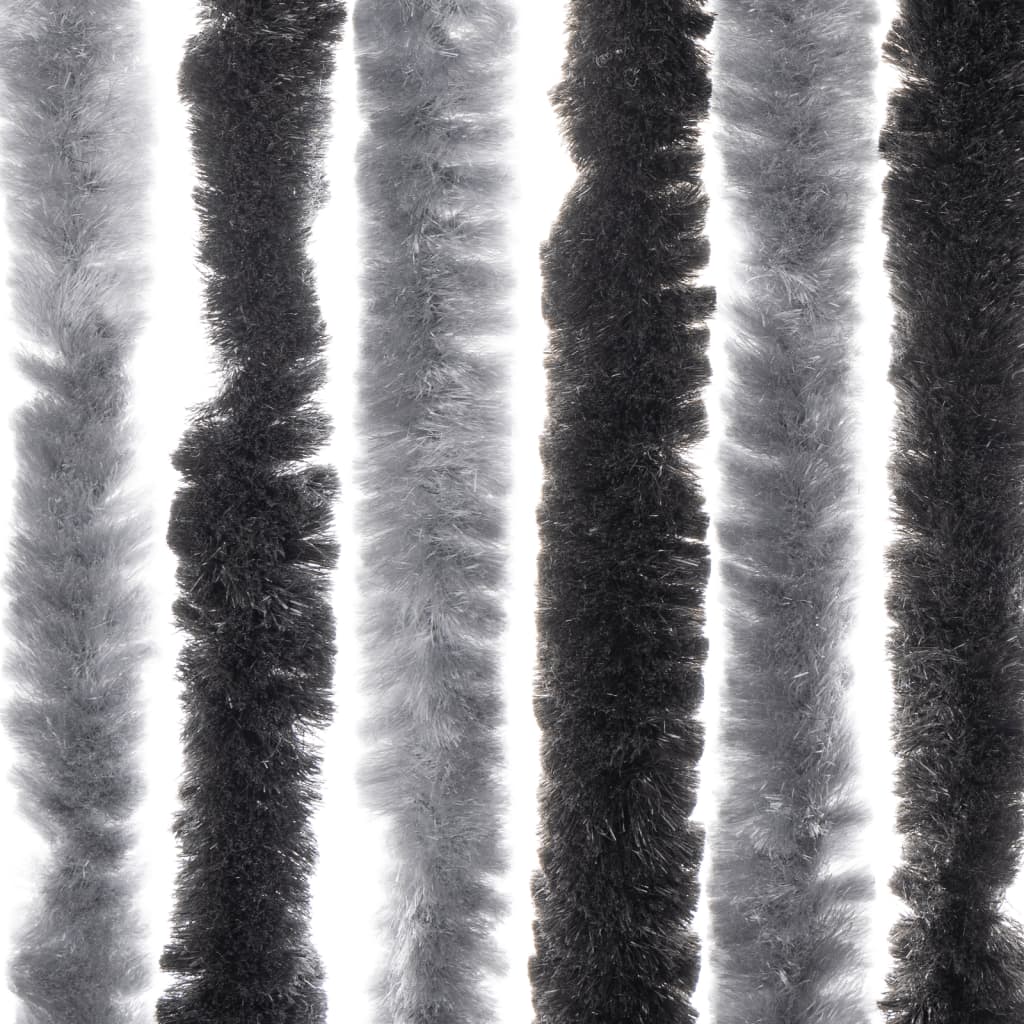vidaXL Ресни за врата против мухи, сиво и черно, 100x220 см, шенил