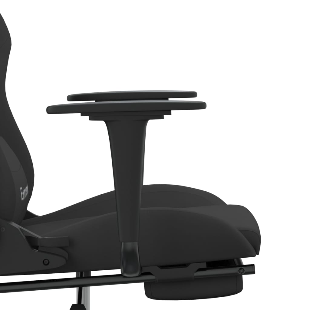 vidaXL Масажен гейминг стол с опора за крака, черен, плат