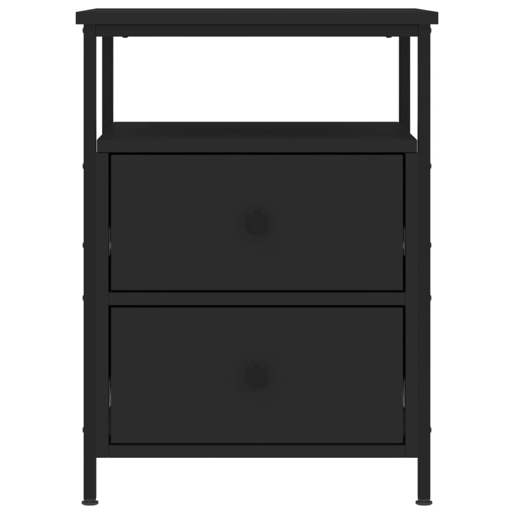 vidaXL Нощно шкафче, черно, 44x45x60 см, инженерно дърво