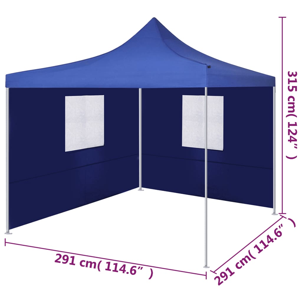 vidaXL Сгъваема шатра с 2 стени, 3x3 м, синя
