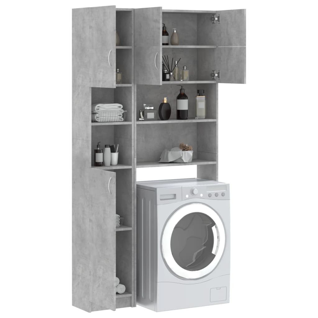 vidaXL Комплект шкафове за пералня, бетонно сив, ПДЧ