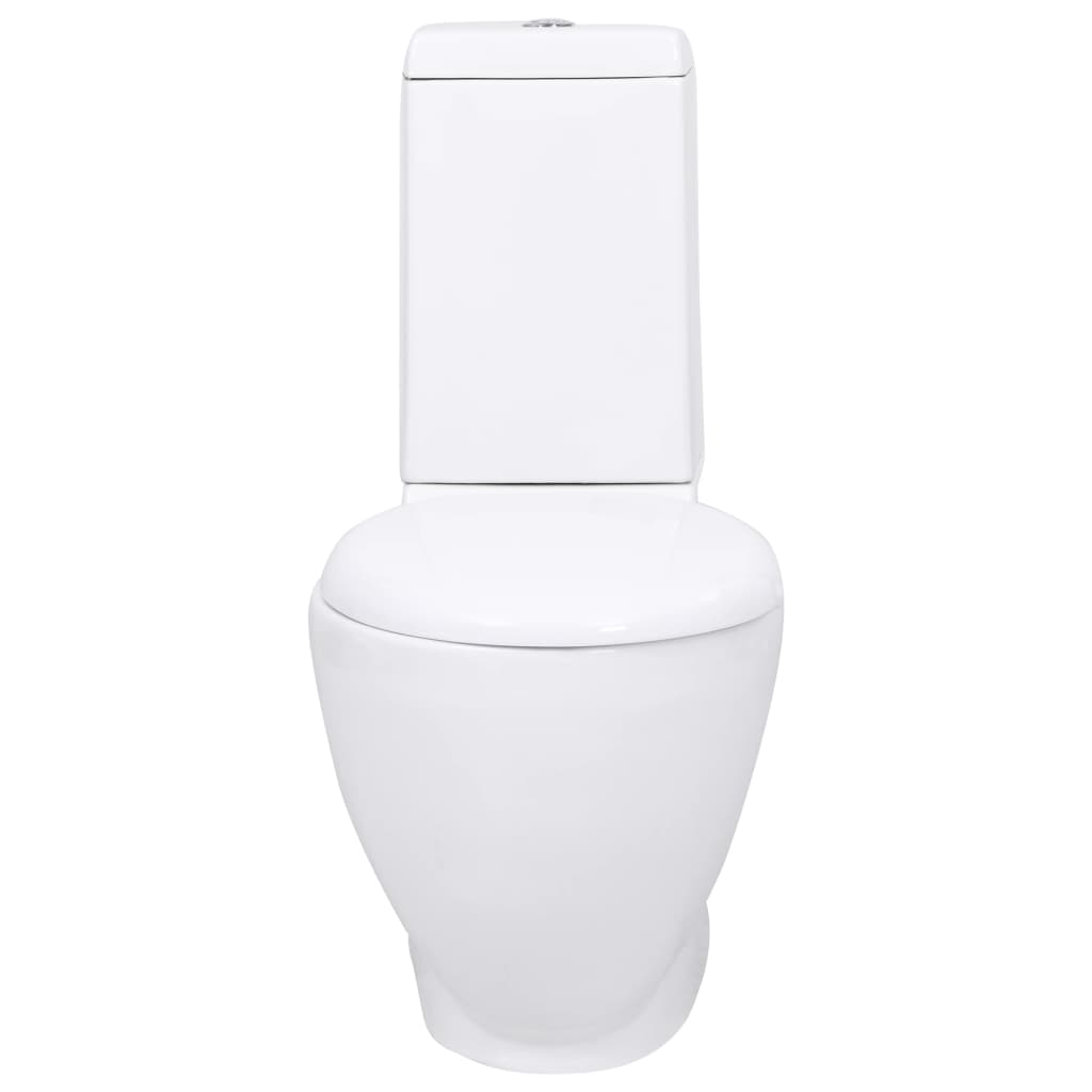 vidaXL Керамичен моноблок тоалетна чиния кръгла долно оттичане бяла