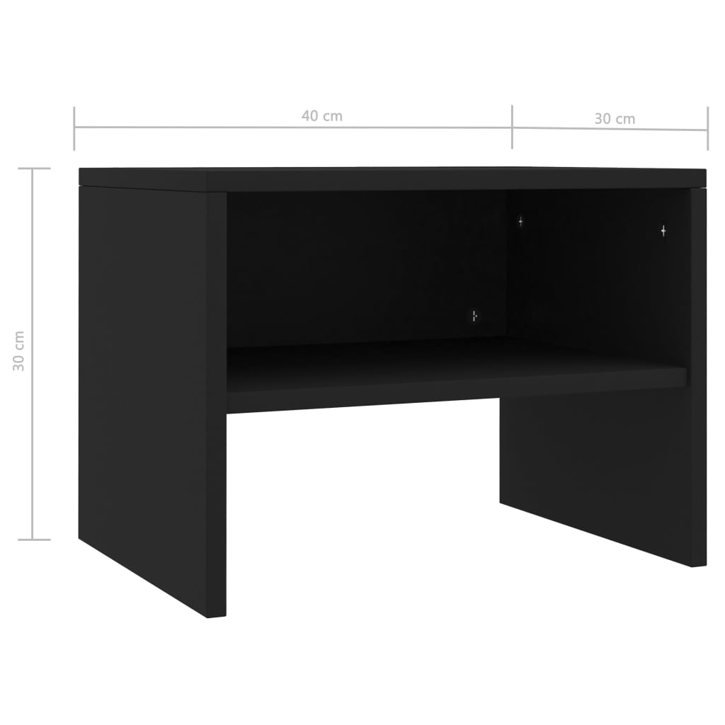vidaXL Нощно шкафче, черно, 40x30x30 см, ПДЧ