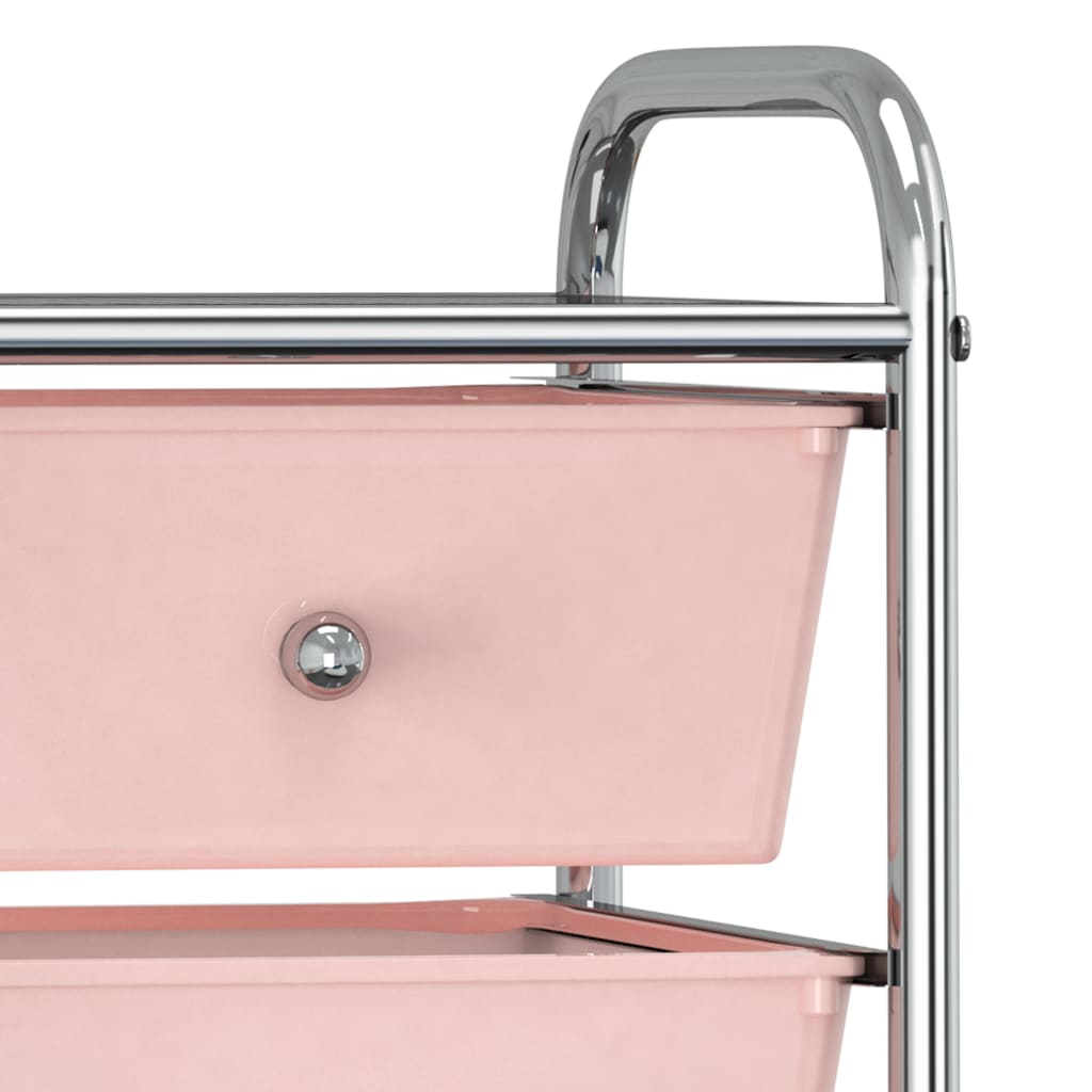vidaXL Мобилна количка за съхранение с 4 чекмеджета розова пластмаса