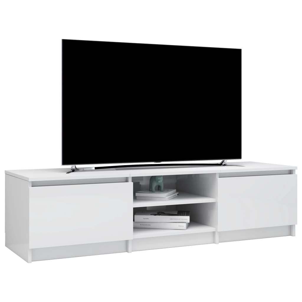 vidaXL ТВ шкаф, бял гланц, 140x40x35,5 см, ПДЧ