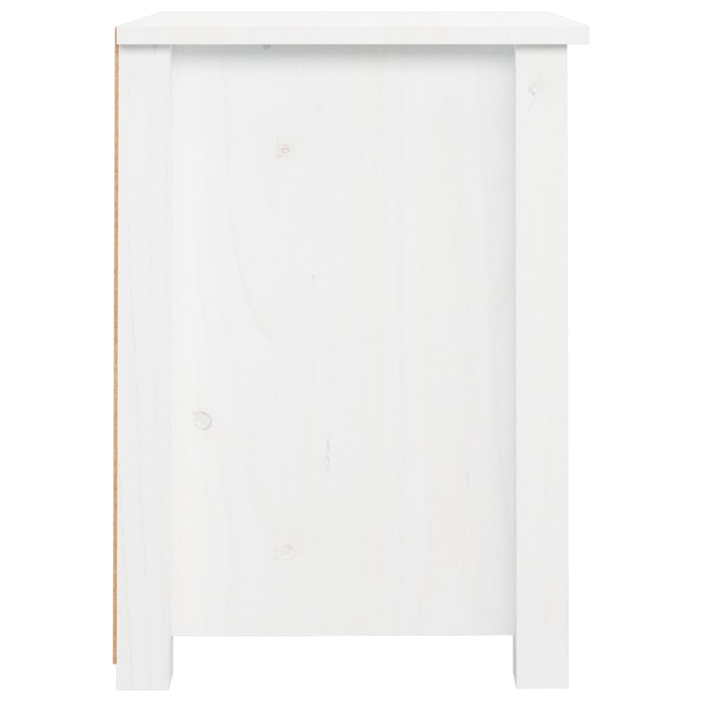 vidaXL Нощно шкафче, бяло, 40x35x49 см, борово дърво масив