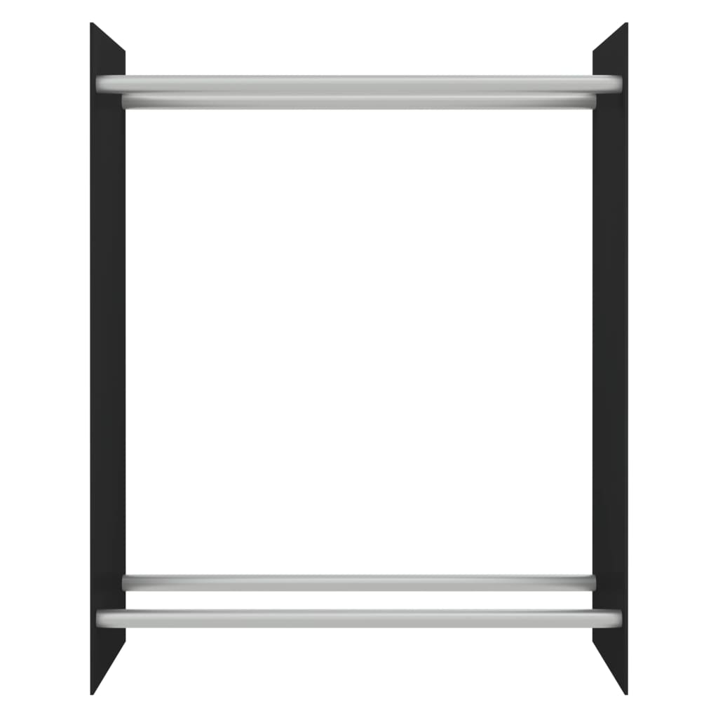 vidaXL Стойка за дърва, черна, 80x35x100 см, закалено стъкло