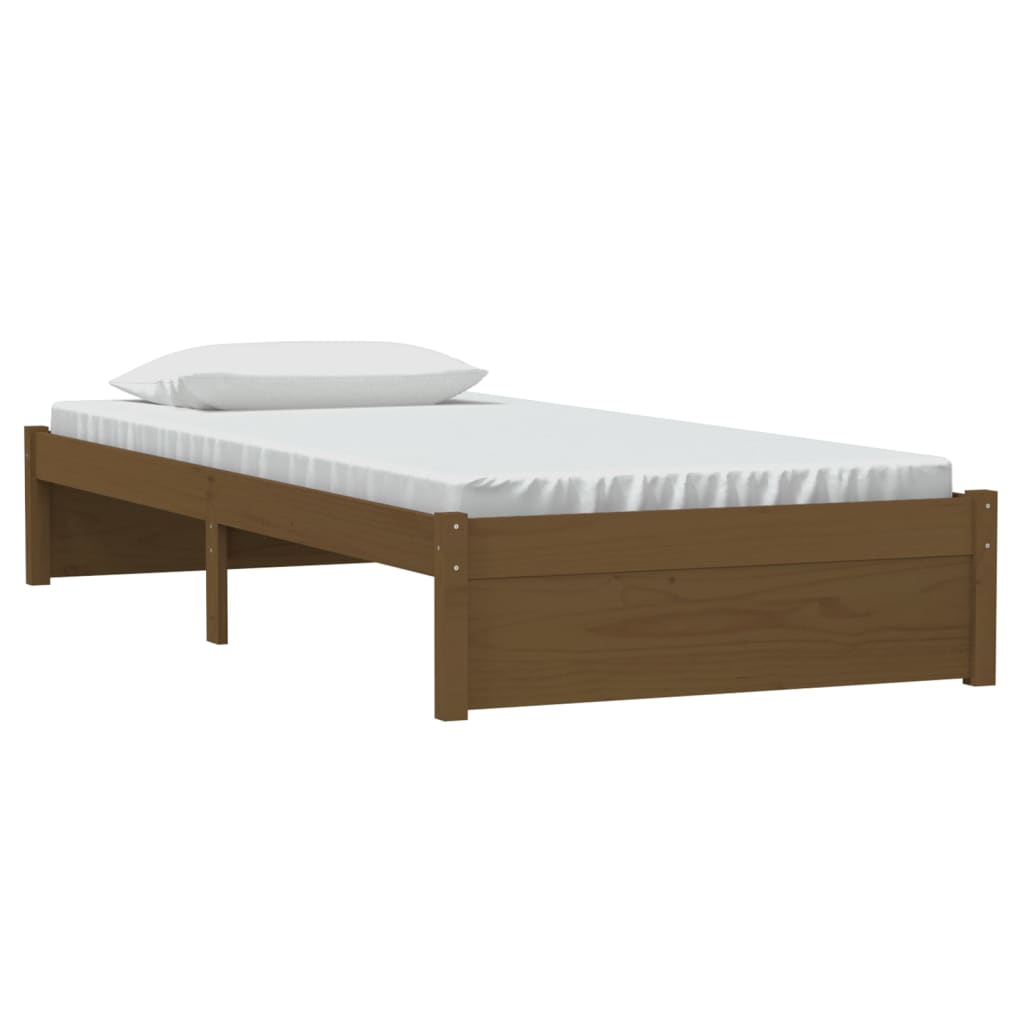vidaXL Рамка за легло, меденокафява, масивно дърво, 90x200 см
