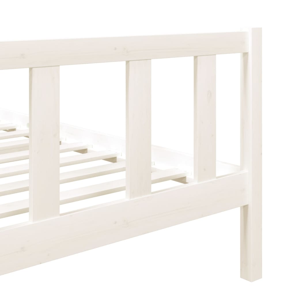 vidaXL Рамка за легло, бяла, масивно дърво, 90х200 см
