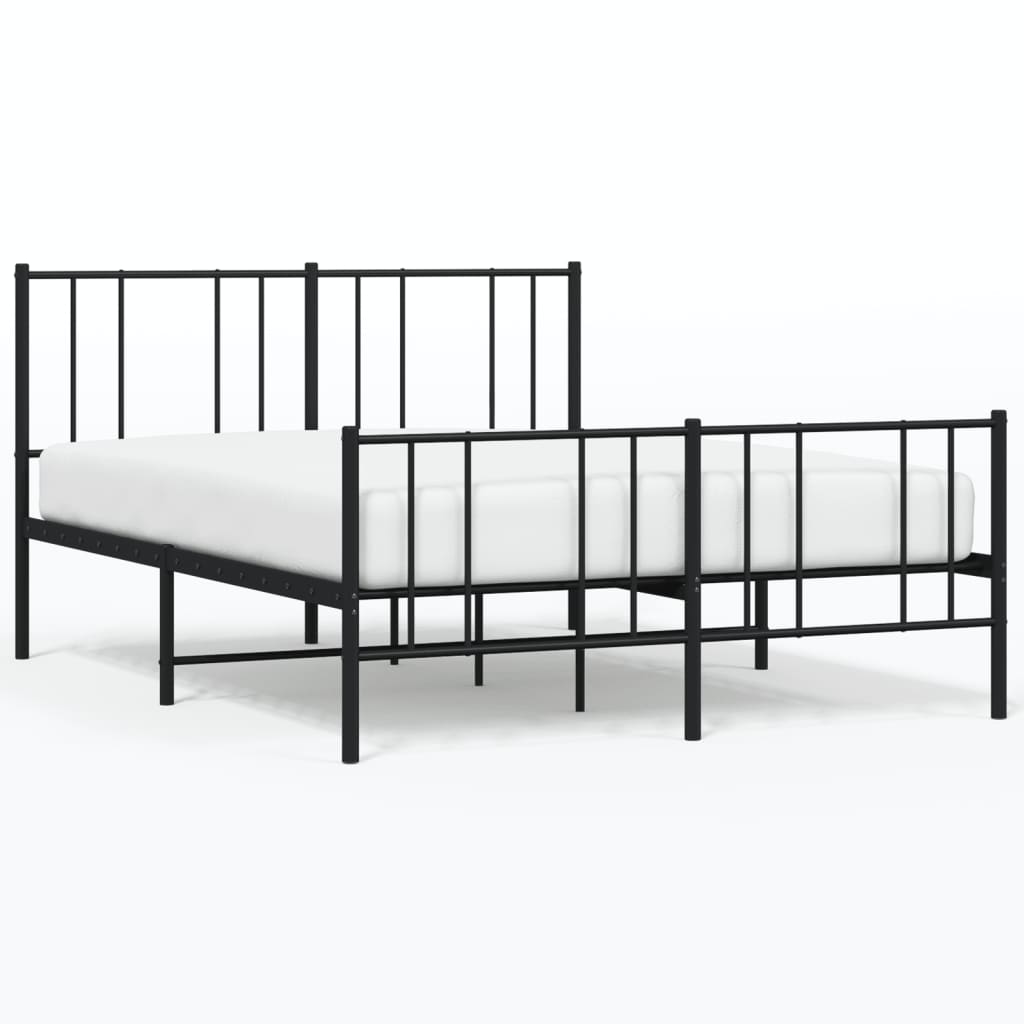 vidaXL Метална рамка за легло с горна и долна табла, черна, 120x190 см