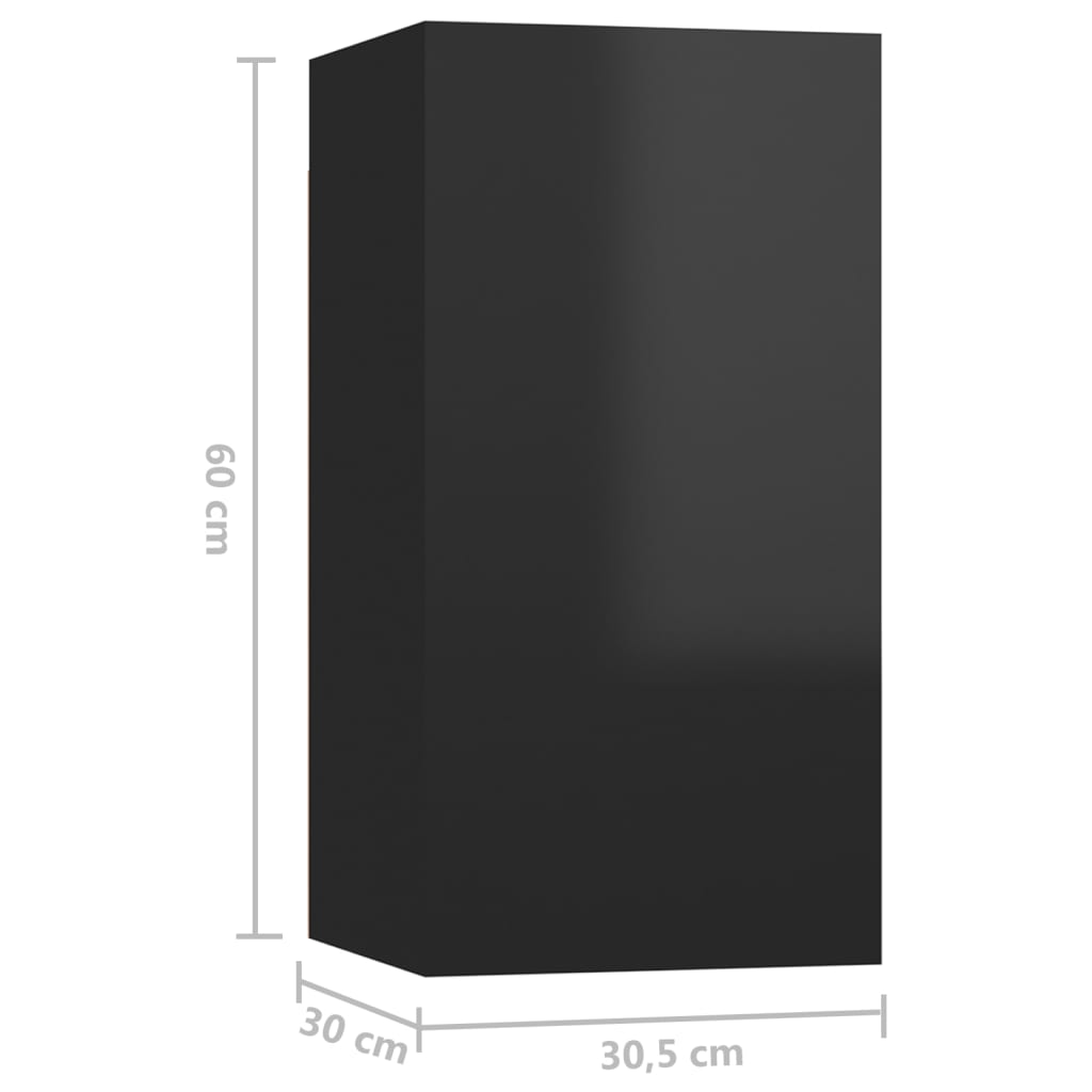 vidaXL ТВ шкафове, 4 бр, черен гланц, 30,5x30x60 см, ПДЧ