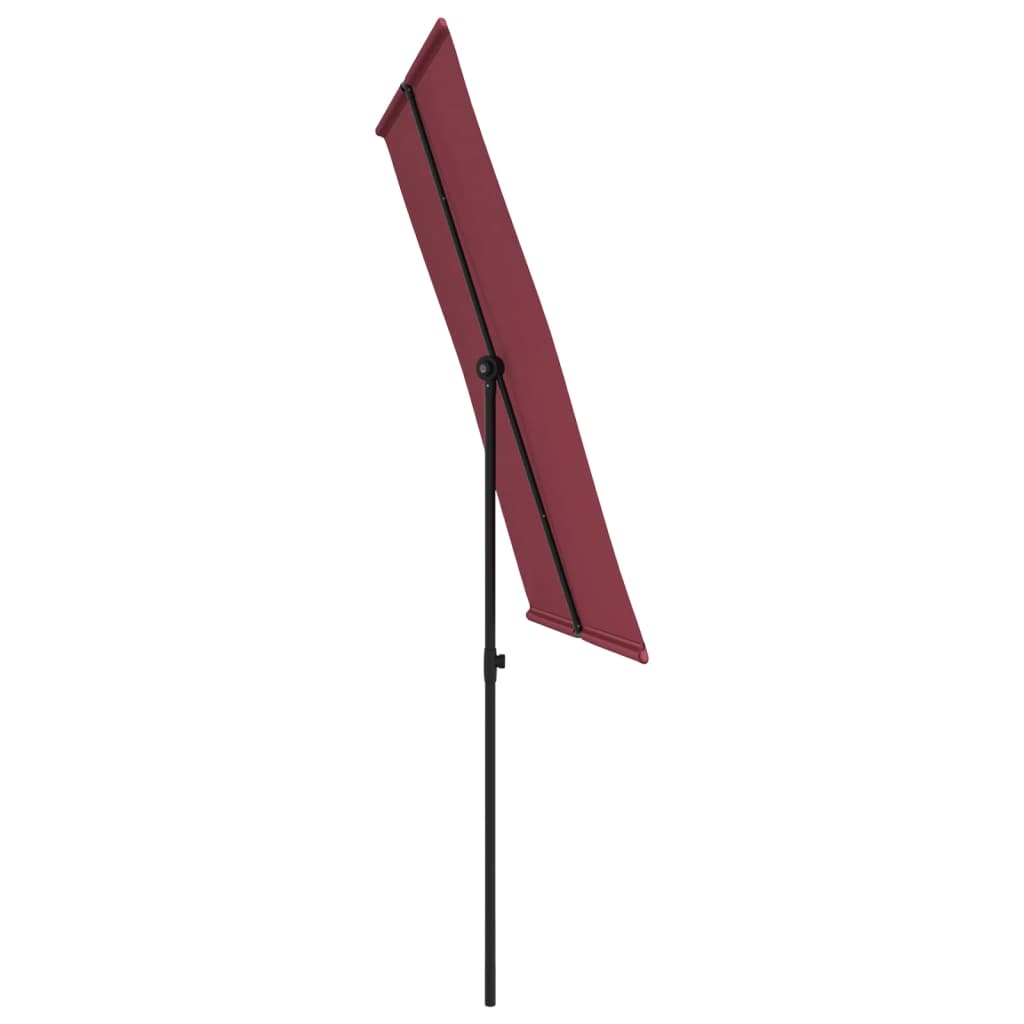 vidaXL Градински чадър с алуминиев прът, 2x1,5 м, бордо червен