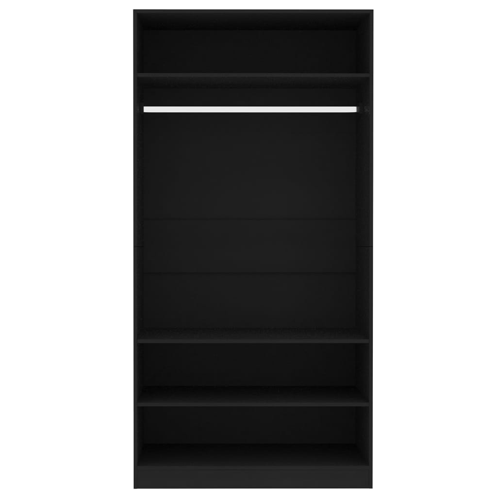 vidaXL Гардероб, черен, 100x50x200 см, ПДЧ