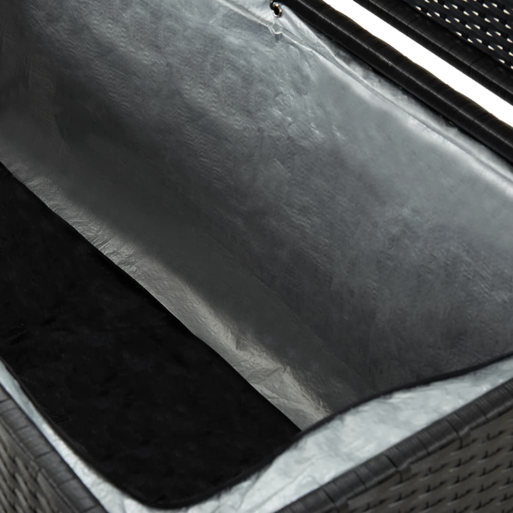 vidaXL Градински сандък за съхранение, полиратан, 200x50x60 см, черен