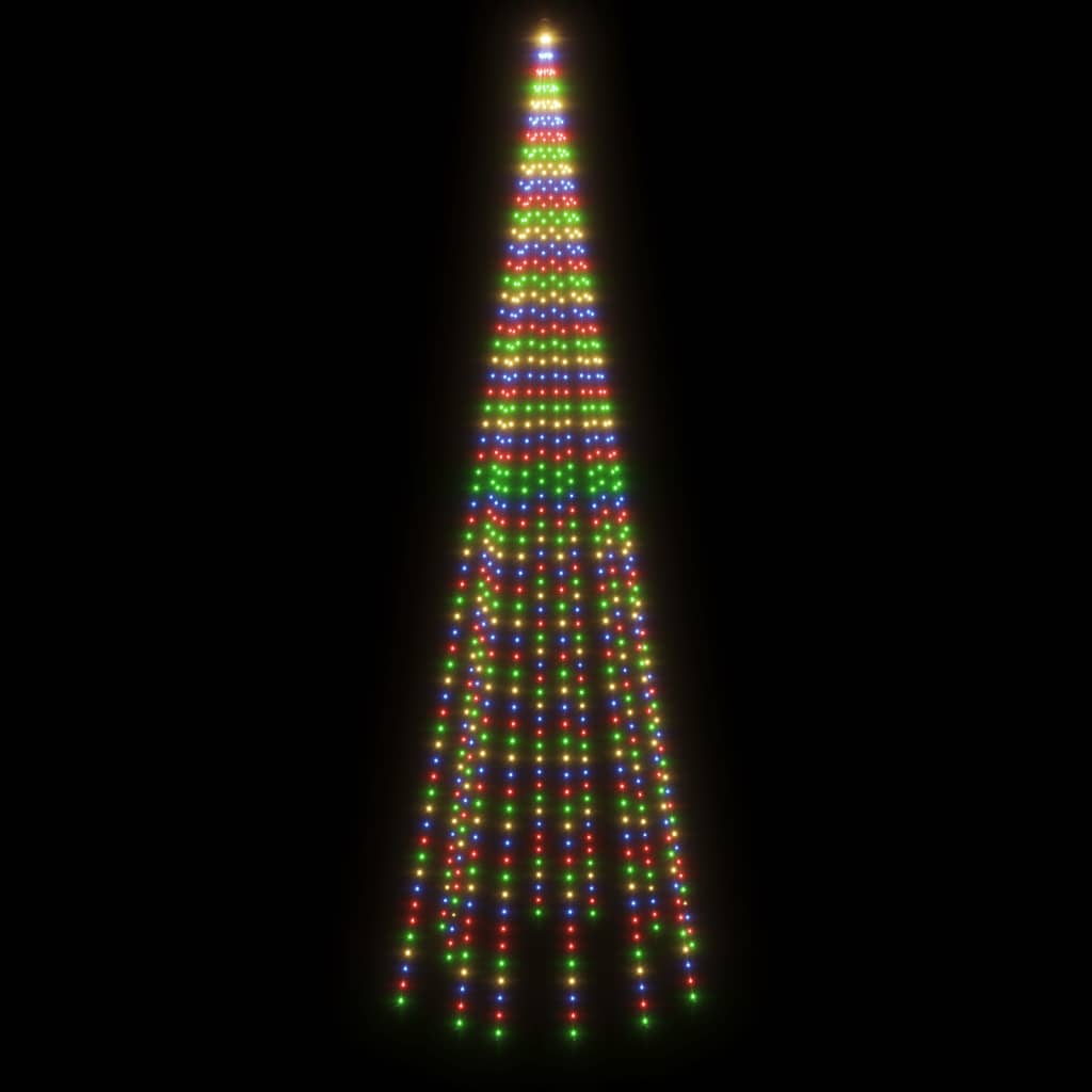 vidaXL Коледна елха на флагщок, цветно, 732 LED, 500 см