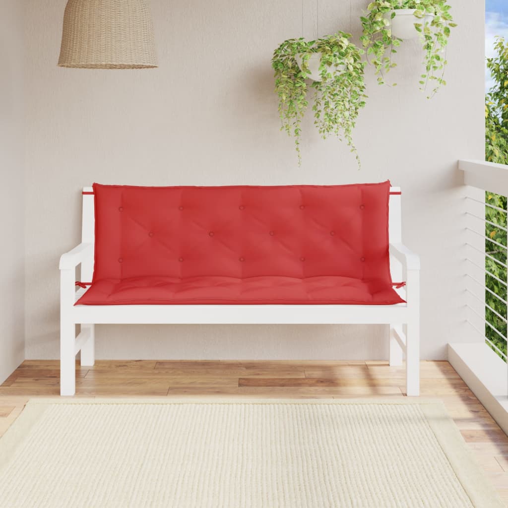 vidaXL Възглавници за градински пейки 2 бр червено 150x50x7 см плат