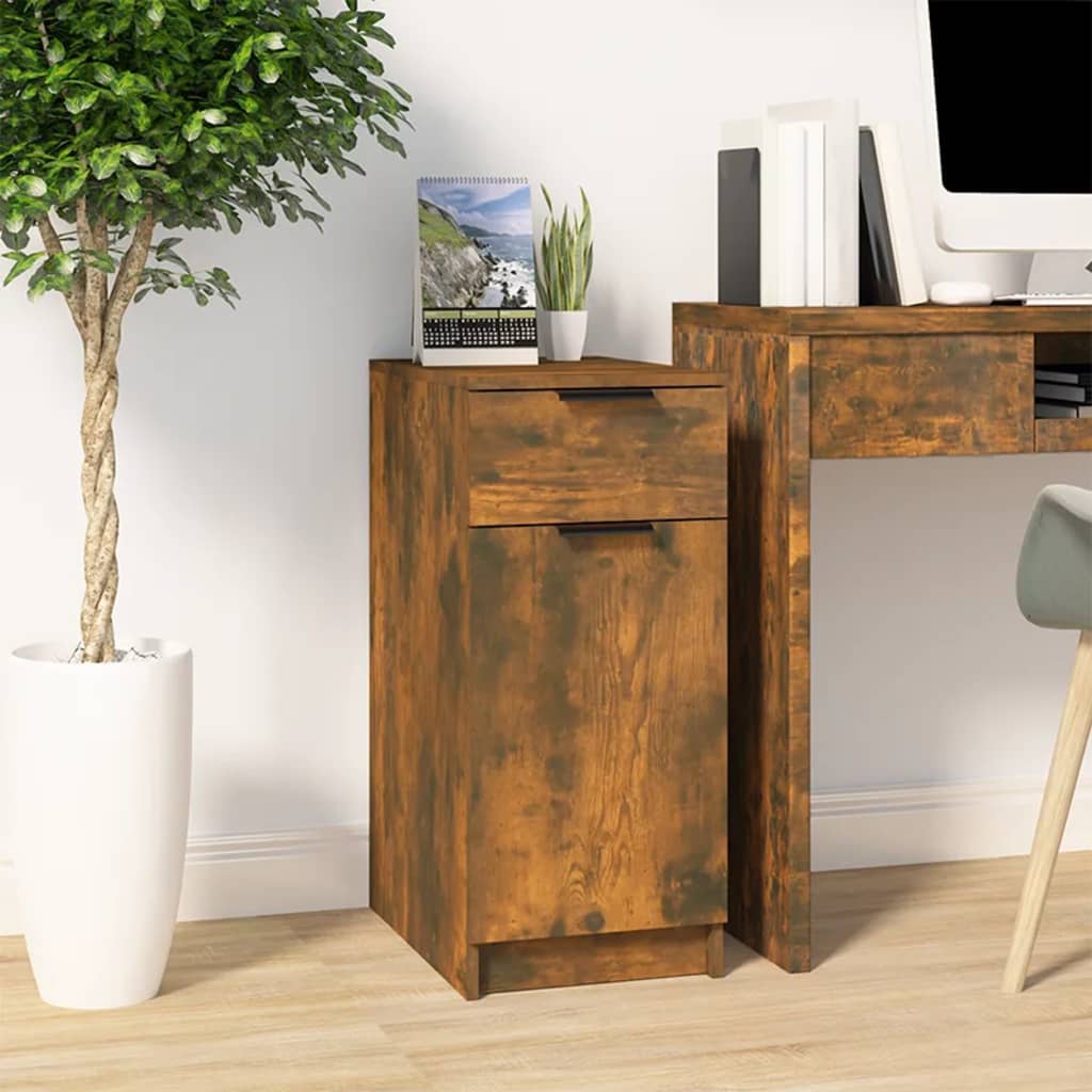 vidaXL Шкаф за бюро, опушен дъб, 33,5x50x75 см, инженерно дърво