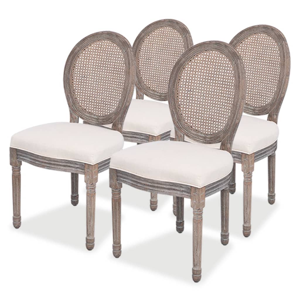 vidaXL Трапезни столове, 4 бр, кремави, текстил