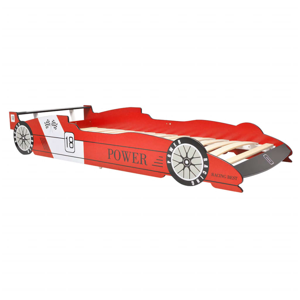 vidaXL Детско легло състезателна кола, 90x200 cм, червено