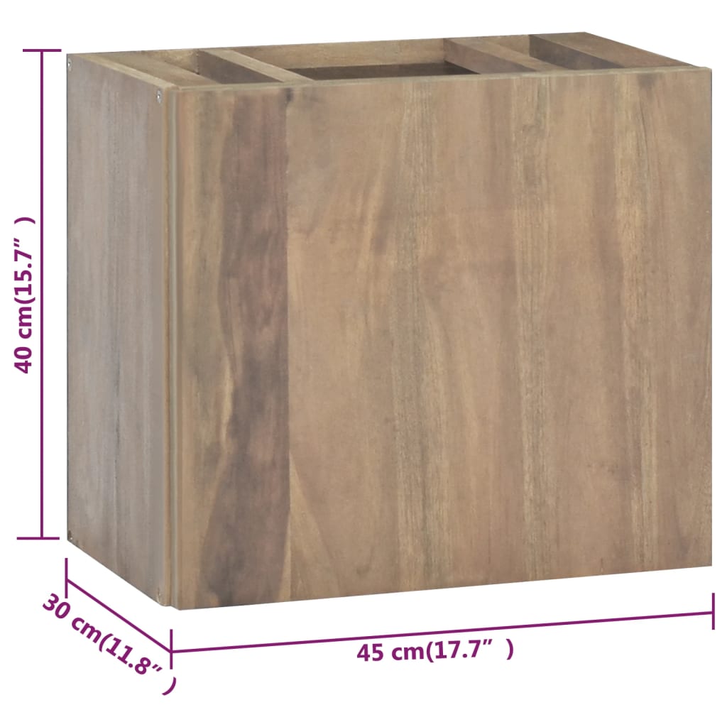 338251 vidaXL Стенен шкаф за баня, 45x30x40 см, тиково дърво масив