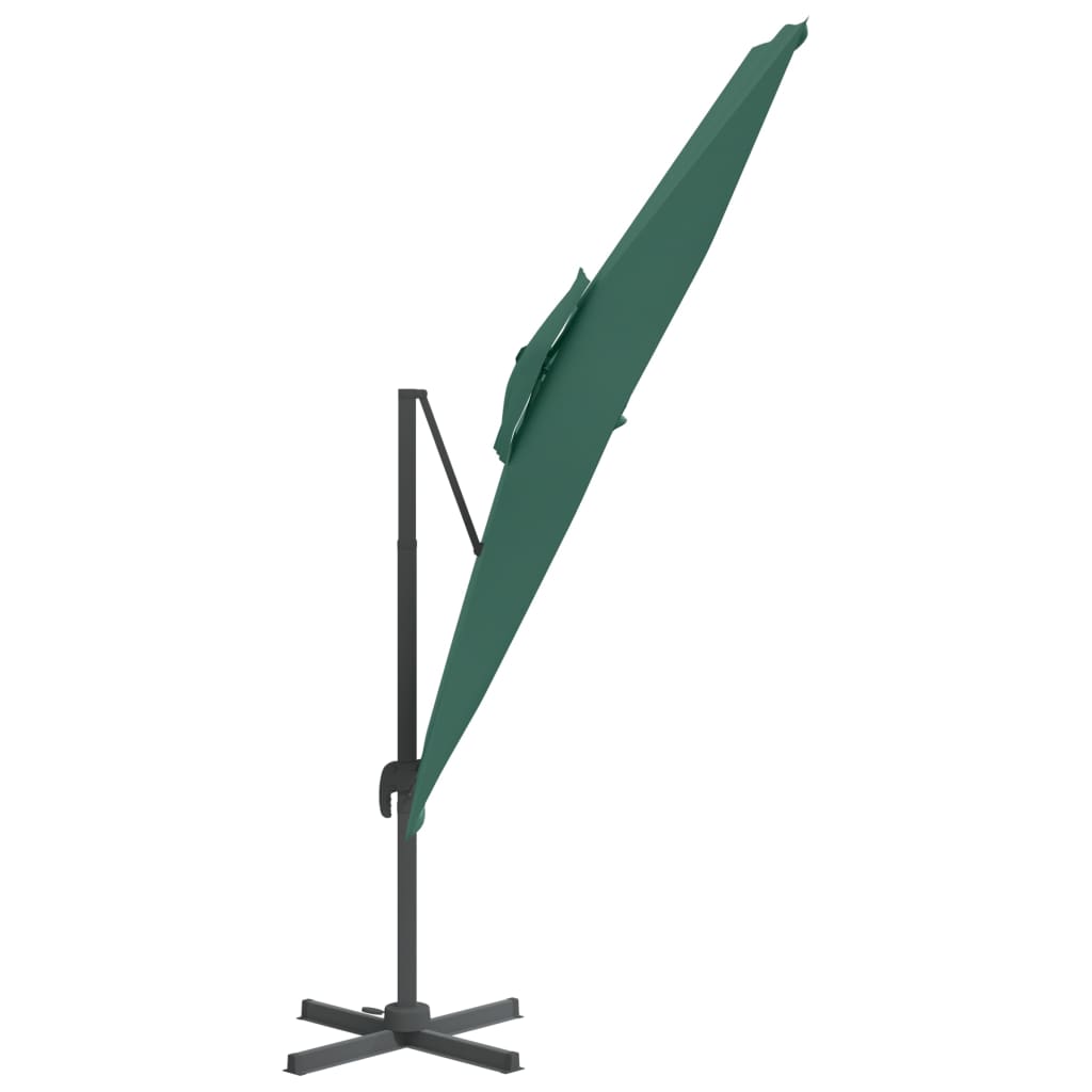 vidaXL Конзолен чадър с двоен покрив, зелен, 300x300 см