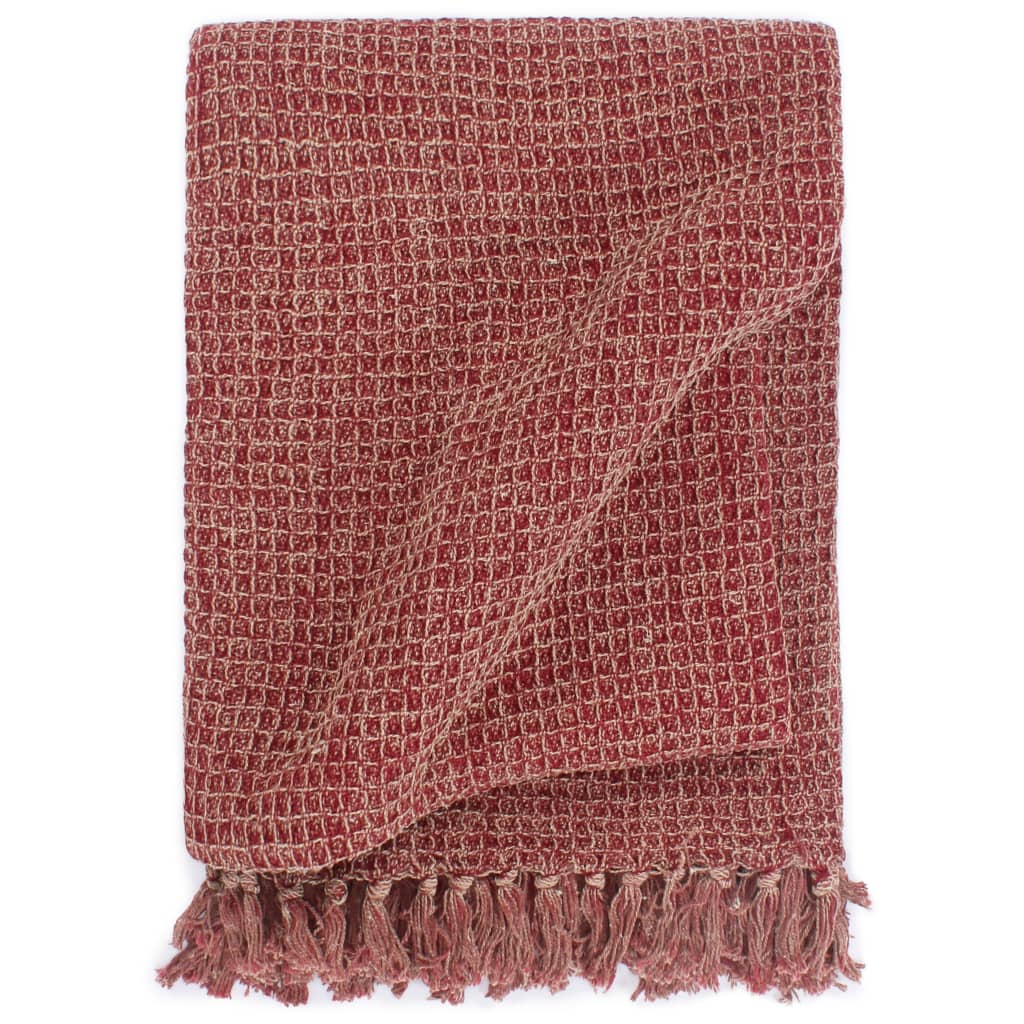 vidaXL Декоративно одеяло, памук, 125x150 см, бордо
