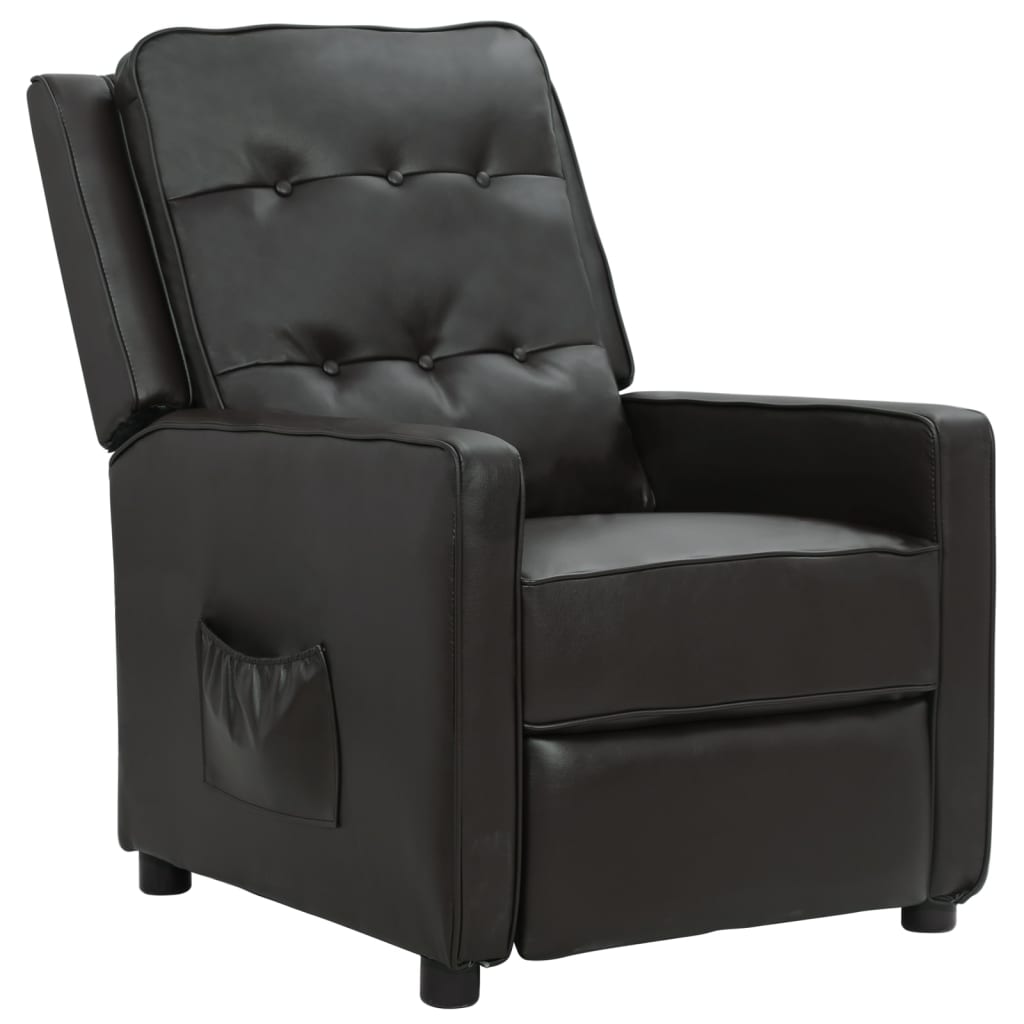 vidaXL Изправящ стол, черен, лъскава изкуствена кожа