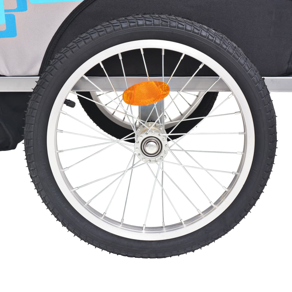 vidaXL Ремарке за велосипед, сиво и синьо, 30 кг