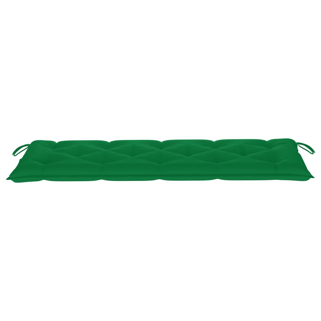 vidaXL Градинска пейка със зелено шалте, 150 см, тик масив