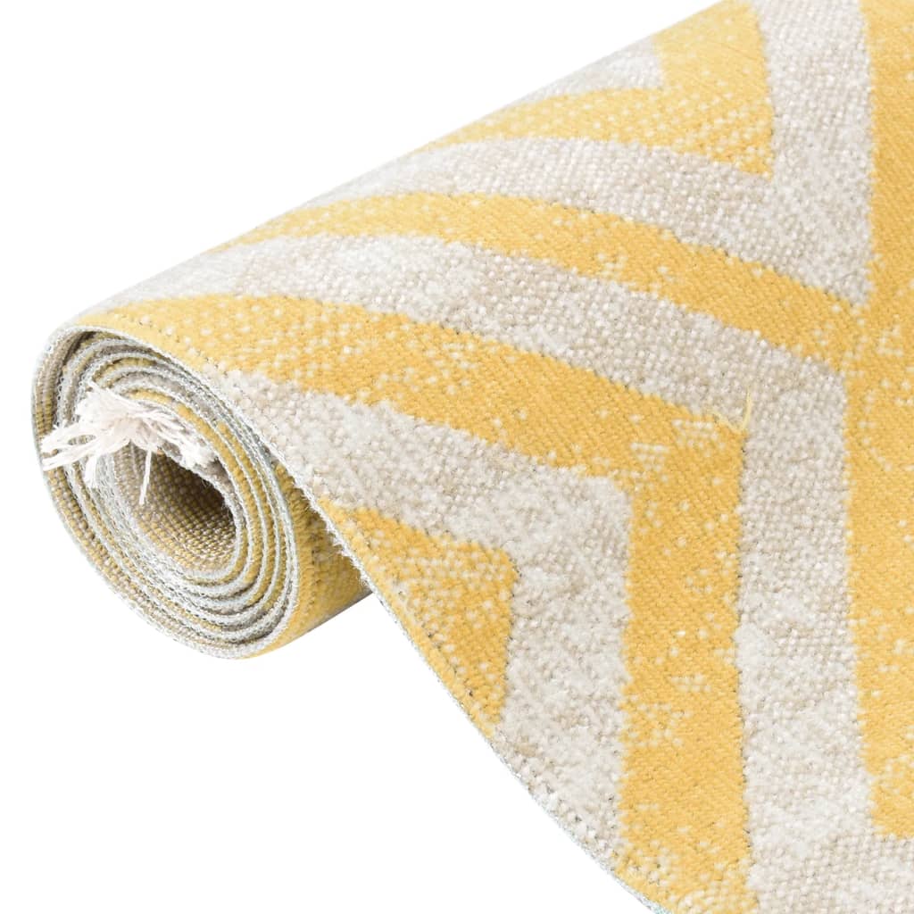 vidaXL Външен килим, плоскотъкан, 115x170 см, жълто и бежово