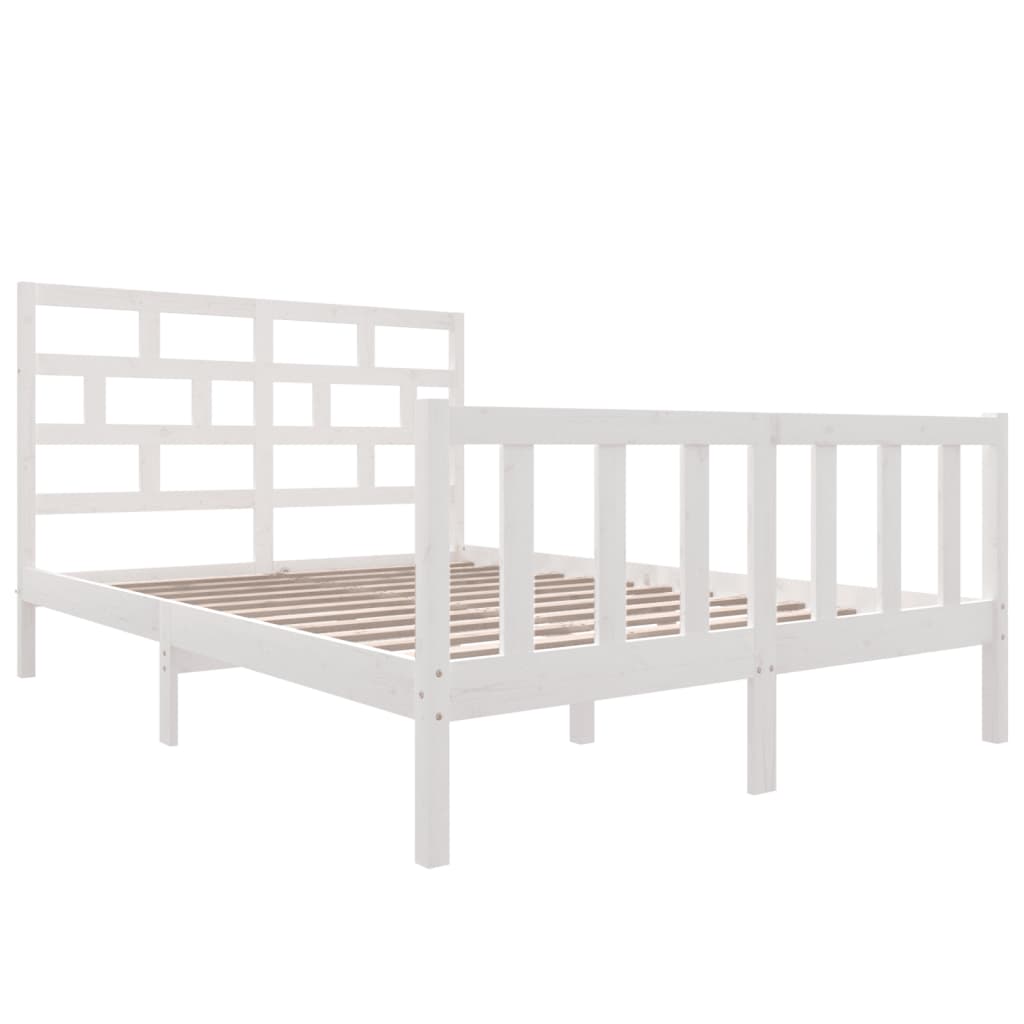 vidaXL Рамка за легло, бяла, бор масив, 160х200 см