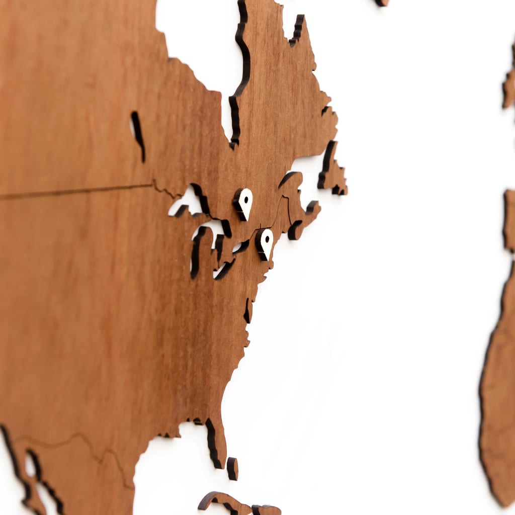 MiMi Innovations Карта на света стена дърво Exclusive сапели 130x78 см