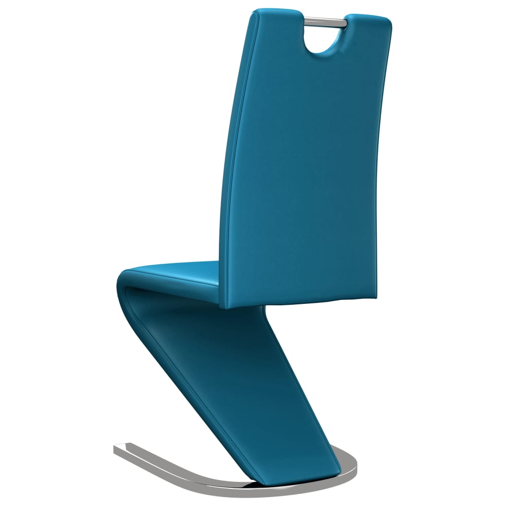 vidaXL Трапезни столове, зигзагообразни, 2 бр, сини, изкуствена кожа