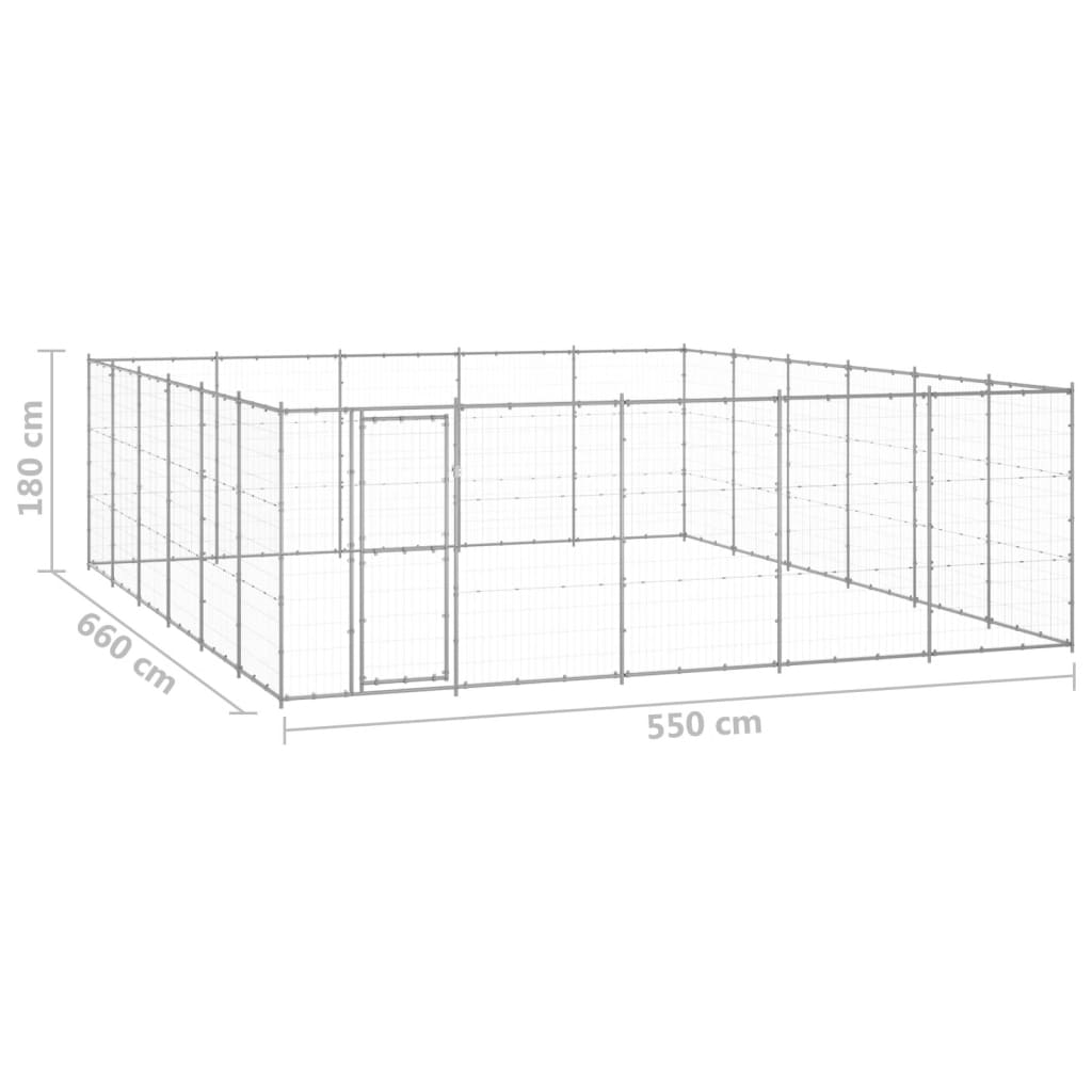 vidaXL Външна клетка за куче, поцинкована стомана, 36,3 м²